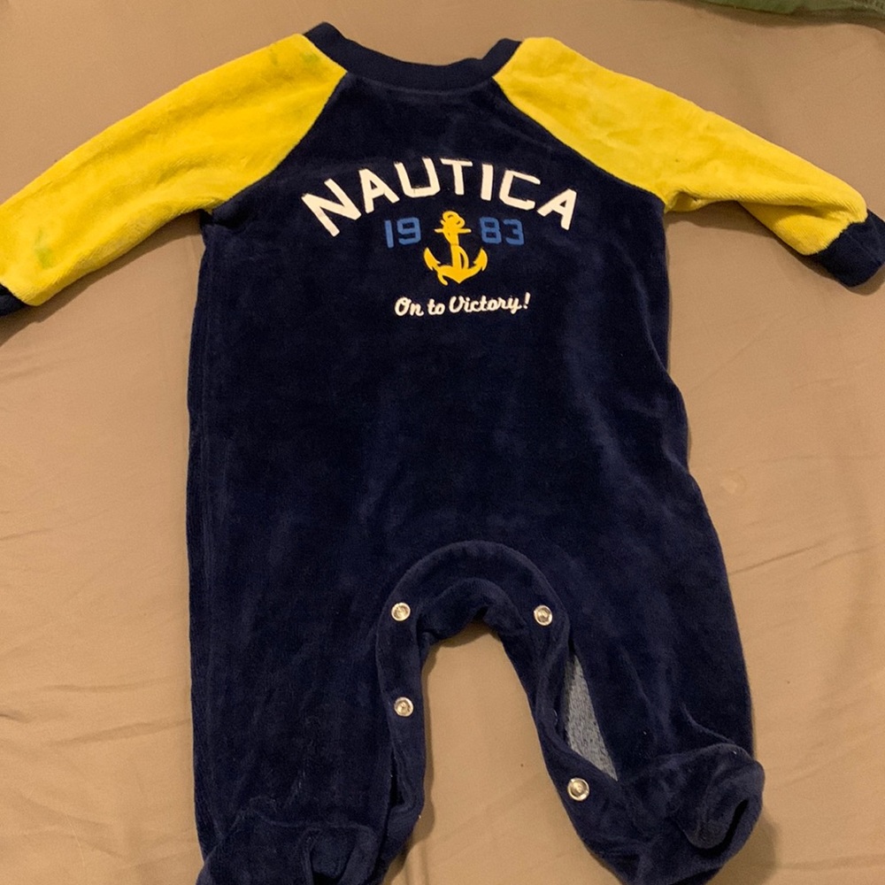 Nautica 0-3M velour colorblock onesie